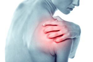 lay with shoulder pain 