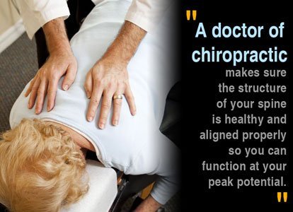 Chiropractor treating mid back of a female patient 