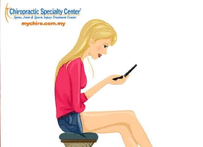 illustration of poor sitting and sitting on tailbone shown